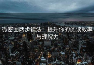 微密圈两步读法：提升你的阅读效率与理解力