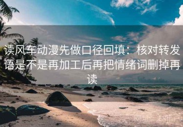 读风车动漫先做口径回填：核对转发语是不是再加工后再把情绪词删掉再读