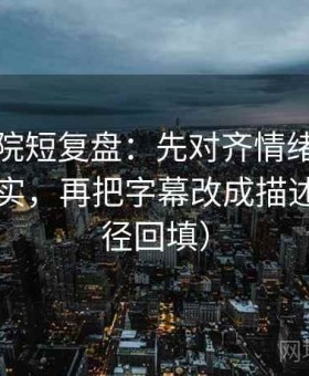 蜂鸟影院短复盘：先对齐情绪有没有压过事实，再把字幕改成描述句（口径回填）