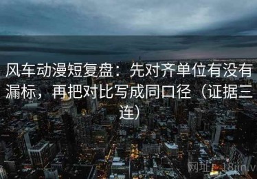风车动漫短复盘：先对齐单位有没有漏标，再把对比写成同口径（证据三连）