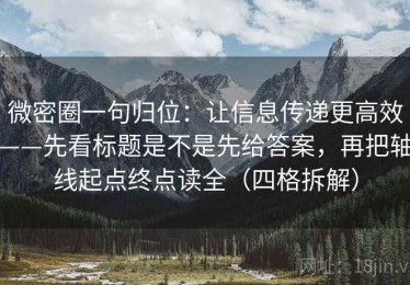 微密圈一句归位：让信息传递更高效——先看标题是不是先给答案，再把轴线起点终点读全（四格拆解）