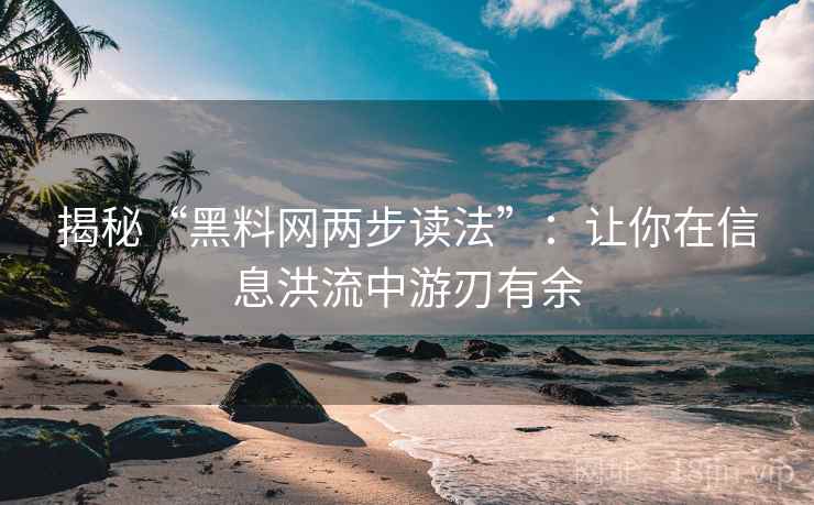 揭秘“黑料网两步读法”：让你在信息洪流中游刃有余
